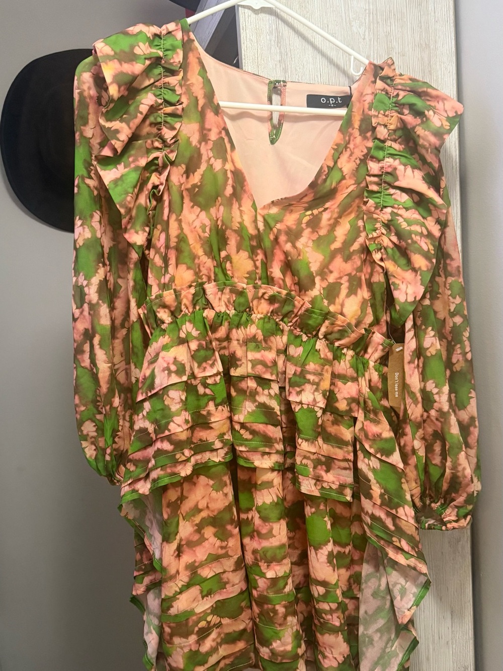 o.p.t. Green & Pink Ruffle Tunic Dress